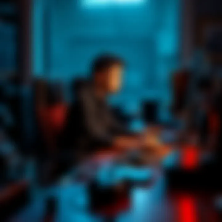 A person sitting at a computer desk, focused on the screen while reinstalling Steam OS after upgrading their SSD, with tools and SSD drive in view.