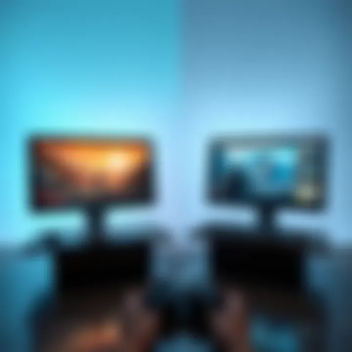 Using One Steam Account on Two PCs Two computers displaying different Steam games being played simultaneously, showing the versatility of a single account.