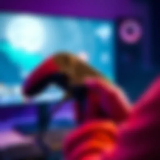 A player using the new Steam controller while gaming on a PC, showcasing its design and features