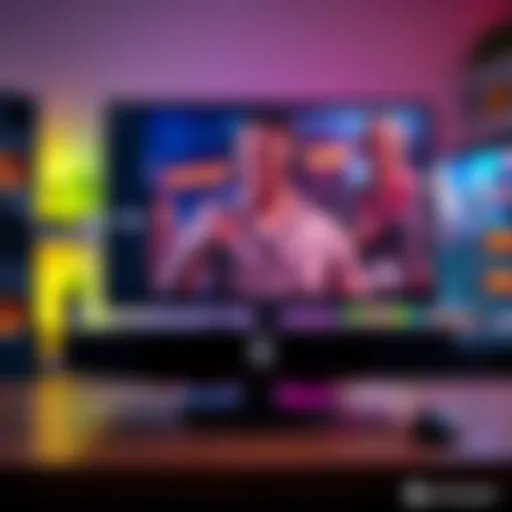 A Steam Deck gaming console connected to a 1080p monitor, showcasing enhanced graphics in a gaming environment.