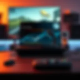 Steam Deck with Audio Settings A Steam Deck device showing volume settings on the screen while a game is running