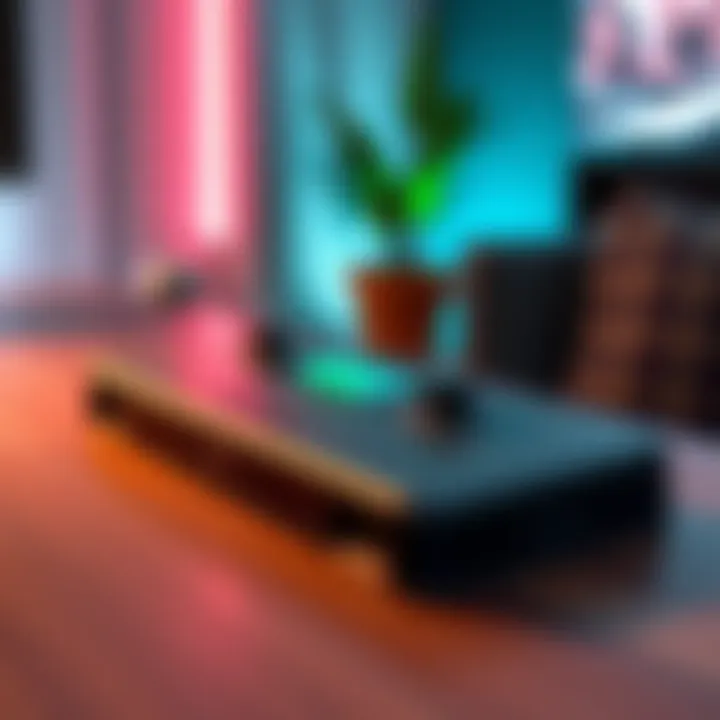 Steam Deck gaming device resting on a table with a battery indicator showing full charge