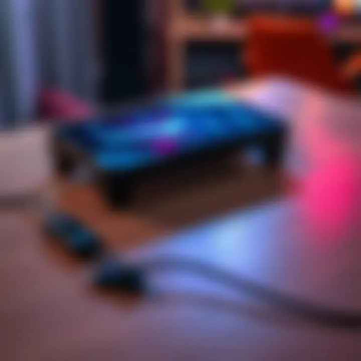 A Steam Deck gaming device sits on a table plugged into a charging cable, showcasing its battery life while gaming.