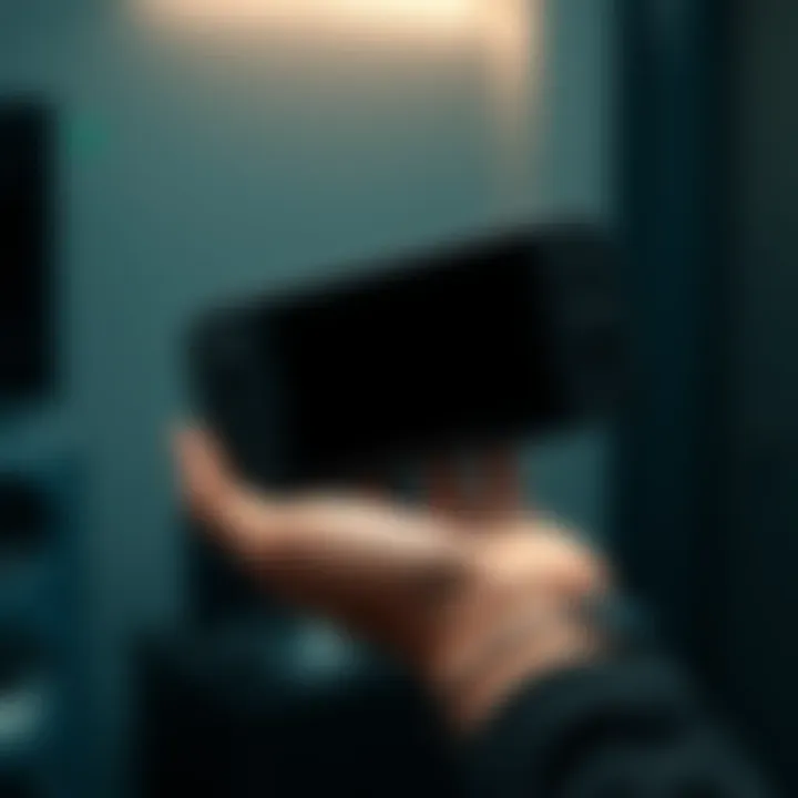 Steam Deck displaying a blank black screen while being held by a person