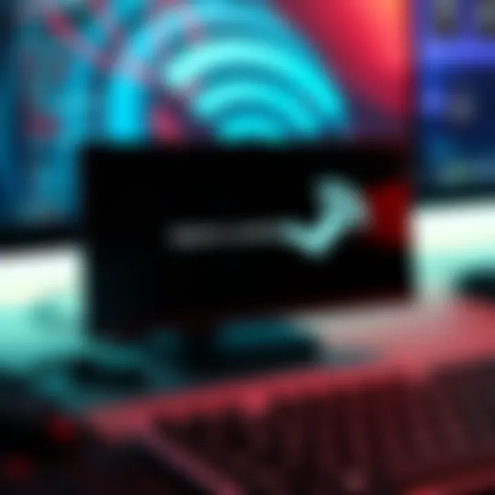 Steam Deck displaying a 'failed to connect' message on screen with a Wi-Fi symbol and a keyboard in the background