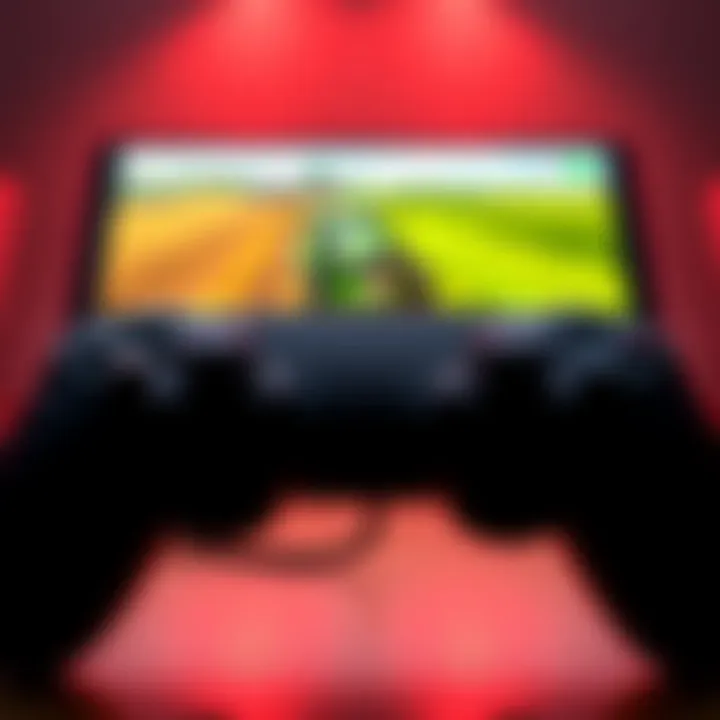 A Steam Deck controller displaying Farming Simulator 25, with visible issues on the screen where buttons are unresponsive.