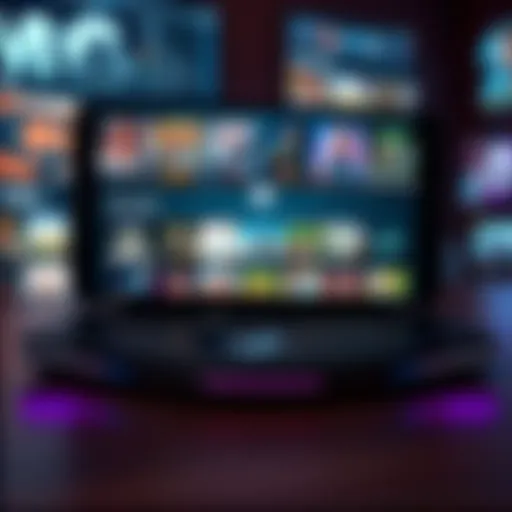 A Steam Deck displaying various exclusive game titles on its screen, showcasing a diverse gaming experience.