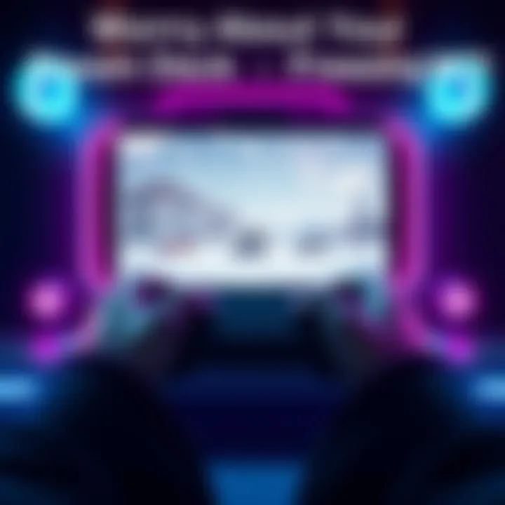 A Steam Deck device displaying a frozen screen during gameplay, with a person's hands on the controls looking concerned.