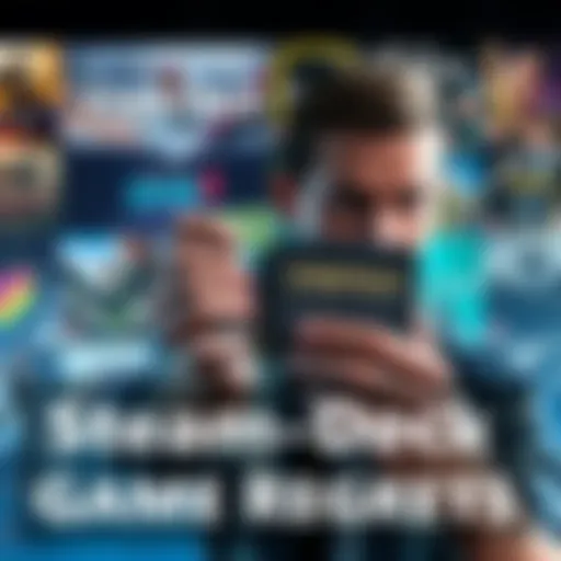 Steam Deck Game Regrets A collage of game covers for Starfield and DAVE THE DIVER, symbolizing gamers' regrets about their purchases, with a distressed gamer holding a Steam Deck.