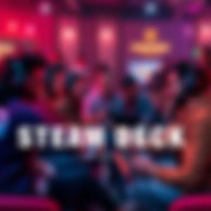 A diverse group of gamers gathered together, sharing experiences and playing games on different platforms, showcasing the supportive nature of the Steam Deck community.