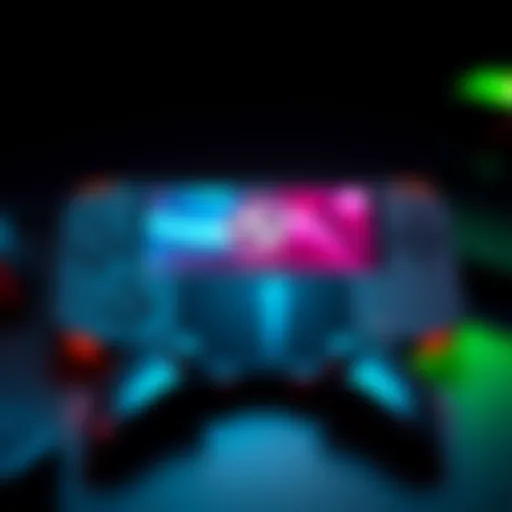 A Steam Deck gaming handheld device displayed alongside alternatives like Legion Go and Xbox Ally, showcasing its unique trackpads and controls.