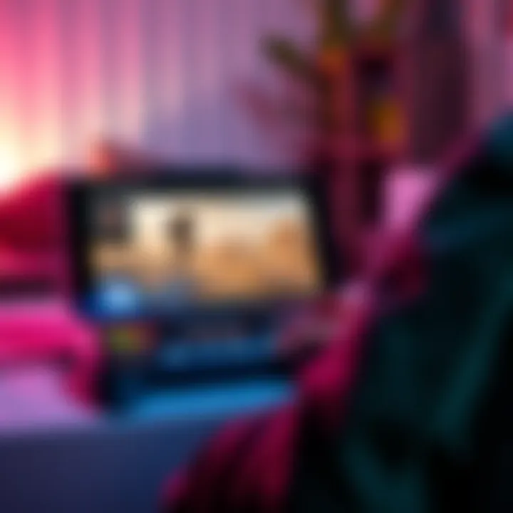 A Steam Deck console displaying a game while connected to GeForce NOW, indicating portable gaming with a focus on internet connectivity.