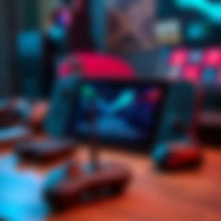 Steam Deck OLED Refurbished Model A refurbished Steam Deck OLED handheld gaming device displayed on a table with gaming accessories