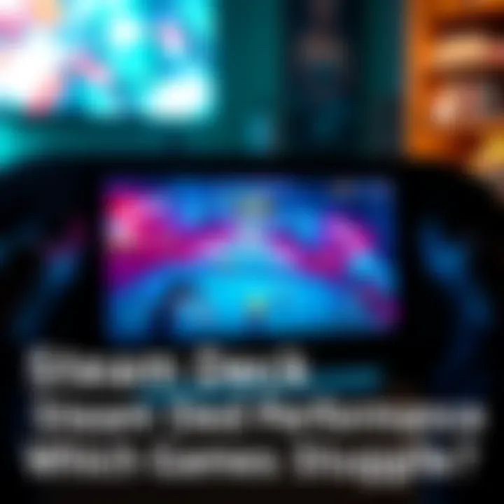 A Steam Deck displaying a game with low performance, highlighting performance issues of handheld gaming.