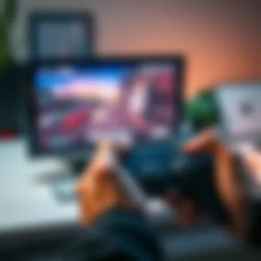 A Steam Deck console displaying a PS2 game on screen, with a hand holding the controller, showcasing gaming in action.