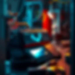 A Steam Deck being inspected by a technician during a repair process with tools nearby.