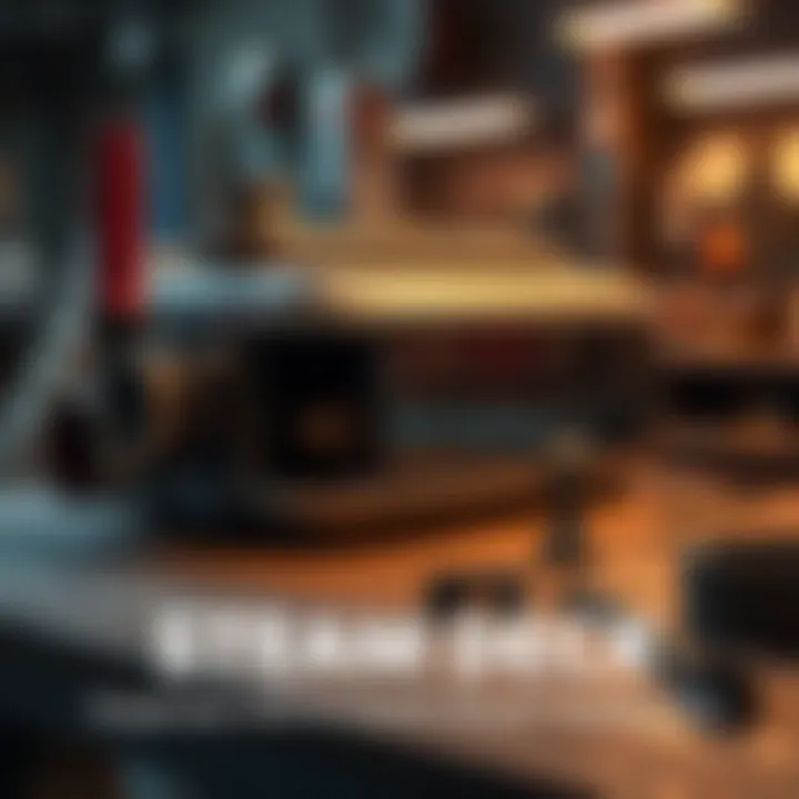 A Steam Deck being prepared for repair with tools and parts nearby on a workbench.