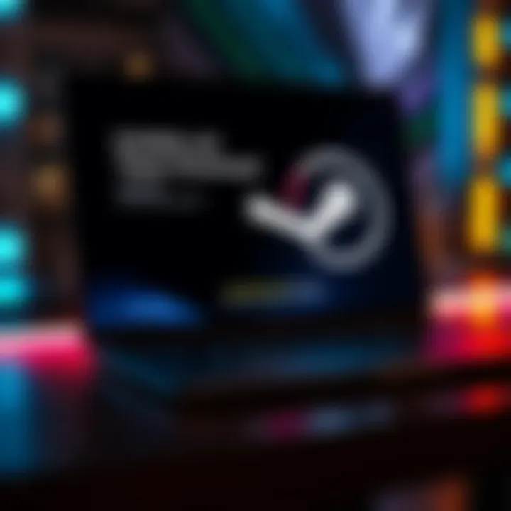 A laptop screen showing a Steam download progress bar with a slow speed indicator