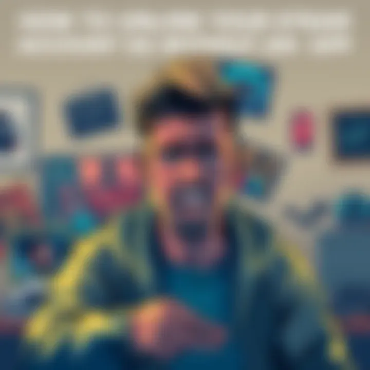 Illustration of a person trying to unlink their Steam account from EA with a frustrated expression, surrounded by gaming icons