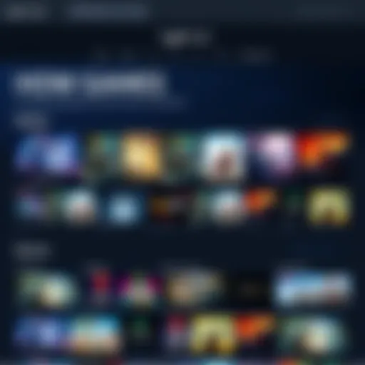 A view of Steam's front page displaying various game thumbnails and promotional banners