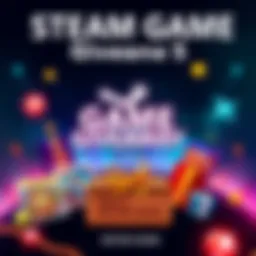 Colorful graphic promoting the Week 5 Steam game giveaway with game icons and a prize announcement