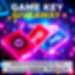 A colorful graphic showing Steam game keys with a gaming theme, promoting a giveaway event.