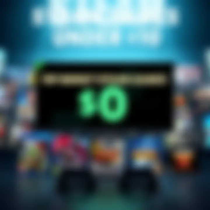 A collection of popular Steam games displayed with a price tag of under ten dollars, appealing to budget gamers.