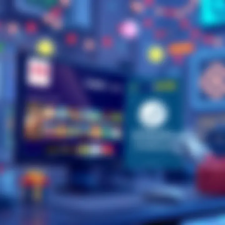 A vibrant illustration showing a $19 Steam gift card alongside a robotic monitor displaying various video games. The scene is festive and inviting for a giveaway.