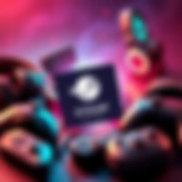 A vibrant graphic showing a $15 Steam gift card surrounded by gaming accessories like headsets and controllers.