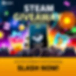 A promotional graphic for a $25 Steam Gift Card giveaway featuring gaming icons and a call to action to join the Vynte community.
