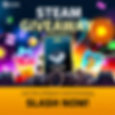 A promotional graphic for a $25 Steam Gift Card giveaway featuring gaming icons and a call to action to join the Vynte community.