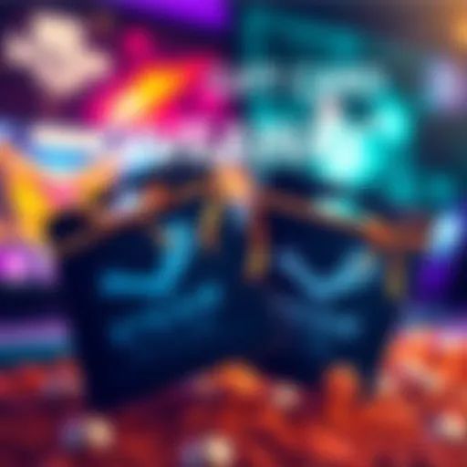 Graphic showing two $10 Steam gift cards with a gaming theme