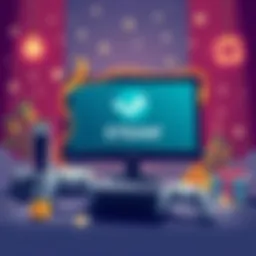 Steam Giveaway Announcement Illustration showing a gaming console and a computer screen with a Steam logo, surrounded by game controllers and festive decorations for the giveaway event.