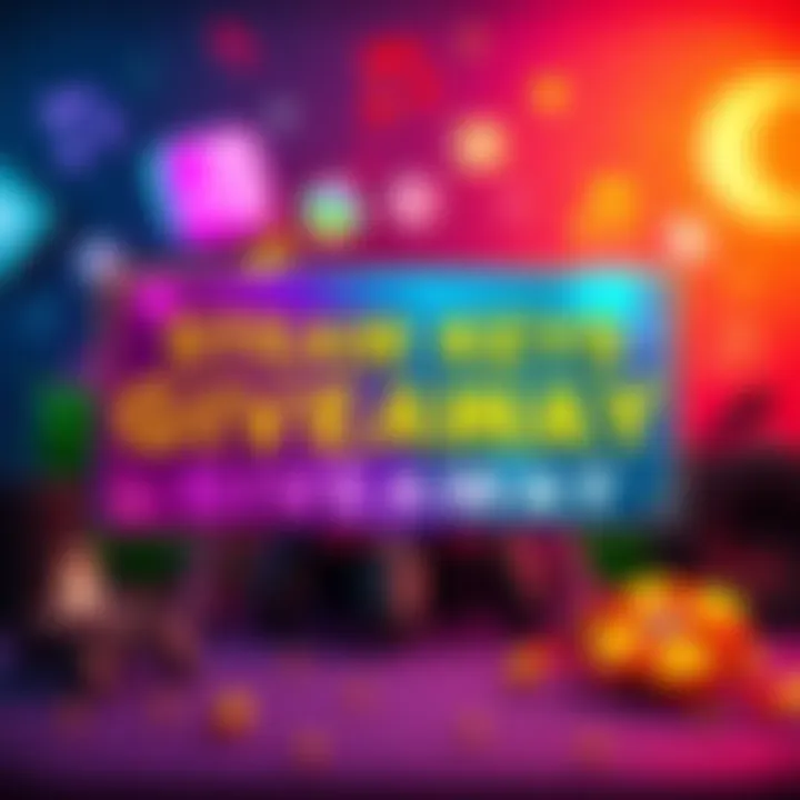 A colorful banner promoting a Steam keys giveaway with gaming icons and musical notes in the background.