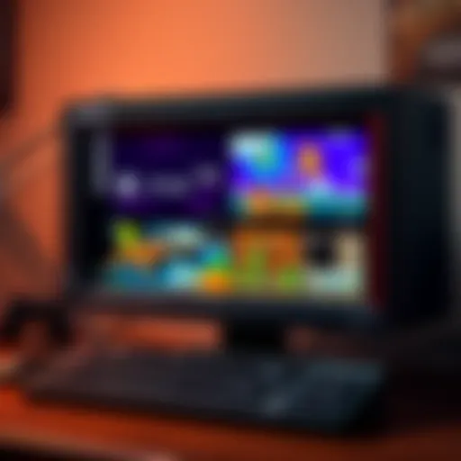 A visual representation of an old PC with game screenshots from 2003 to 2013 on the monitor, showing classic game designs and pixel art.