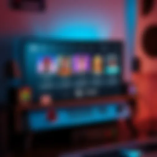 A Steam Machine setup showing multiple player profiles on screen, highlighting local multiplayer gaming features.