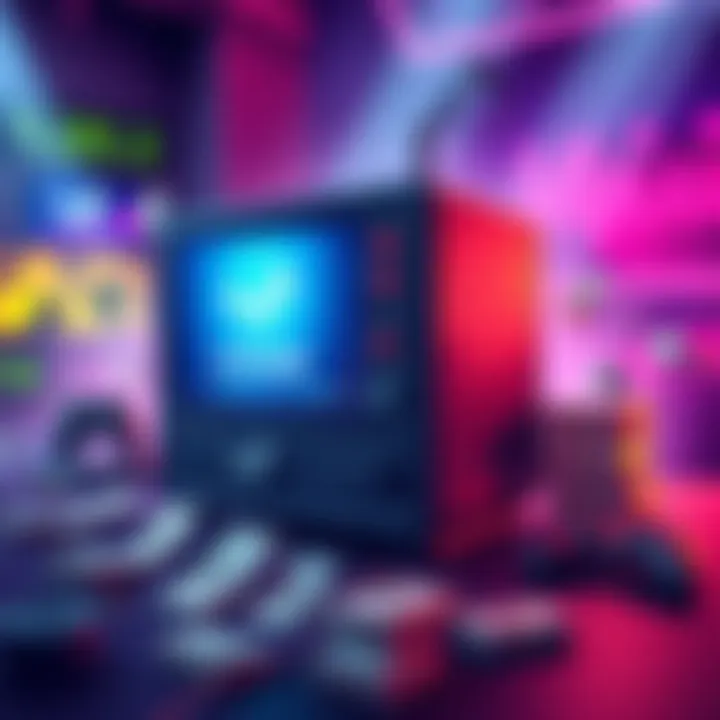 Illustration of a Steam Machine with cash and gaming elements around it, signifying the business aspect of gaming