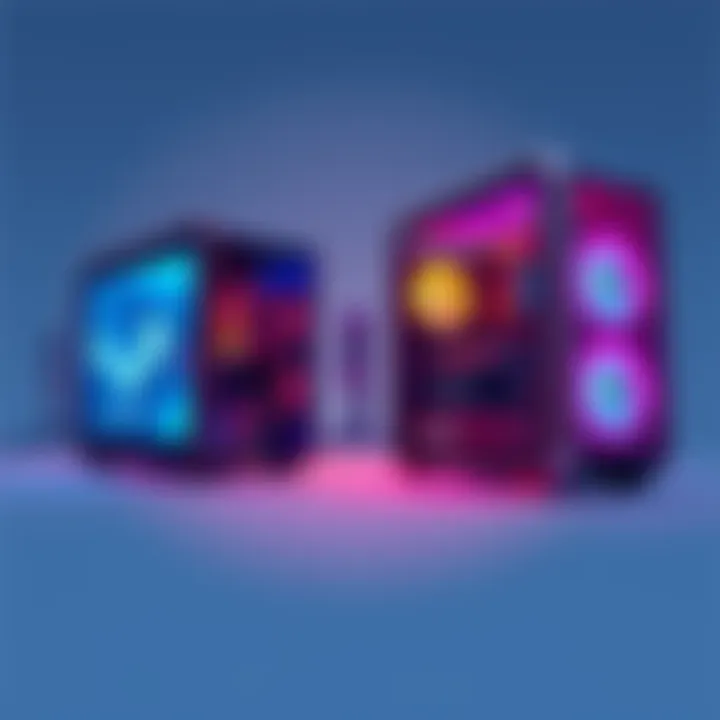 An illustration showing a Steam Machine next to a traditional gaming PC setup, highlighting key differences in design and features.