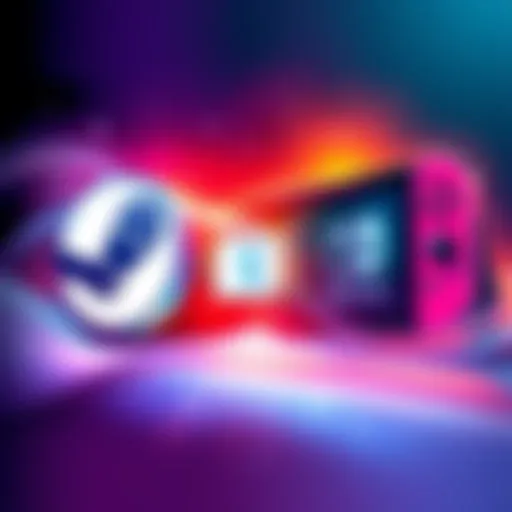 An illustration showing a Steam logo and a Nintendo Switch logo connected by a game save icon, representing cross-save feature concept.