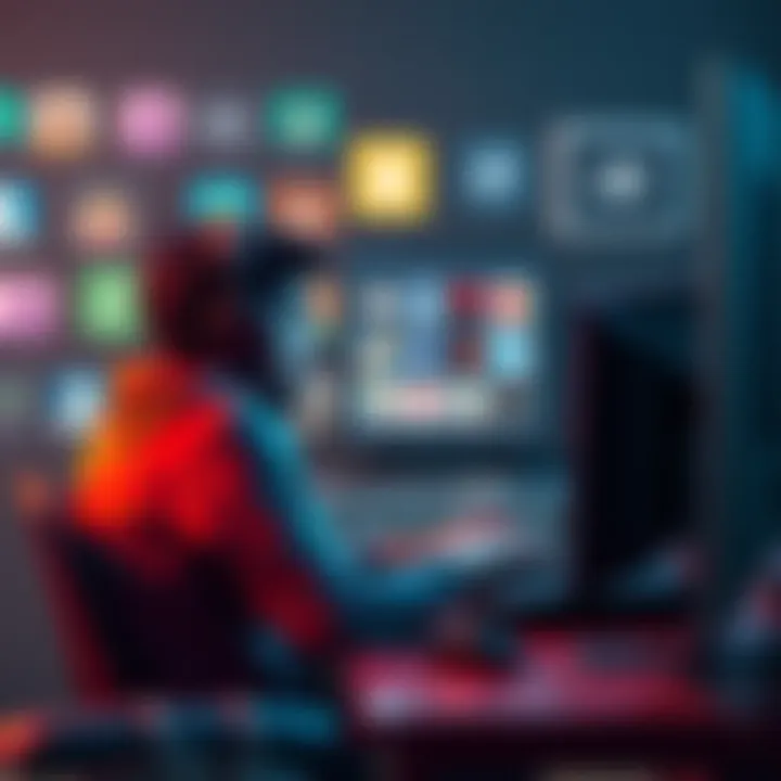 A gamer sits at a computer, appearing frustrated while checking their online status on Steam, with icons of friends from other platforms in the background.