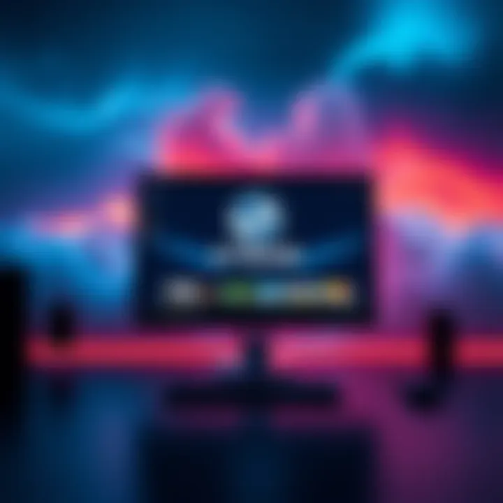 A modern desktop displaying the Steam OS interface with a clean design and game icons, symbolizing the shift from Windows to Steam OS for PCs.