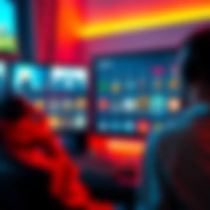 A gamer looking at a computer screen displaying Steam points options, with game icons and rewards visible