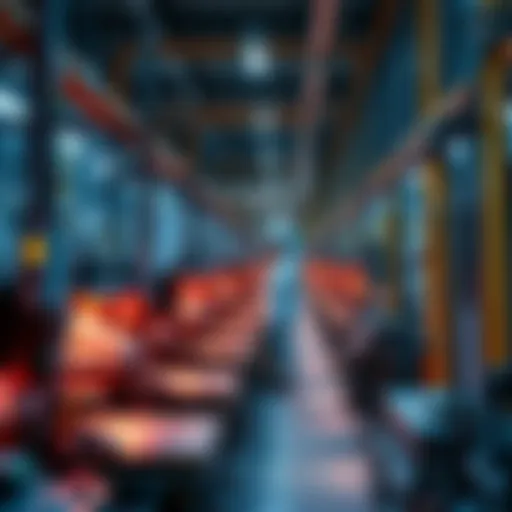 A busy production line at a factory assembling Steam devices, showcasing workers and machines in action.
