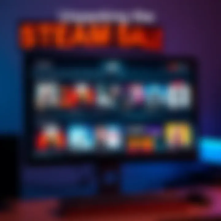 Steam Sale Deals A computer screen showing discounted video game titles during a Steam Sale event