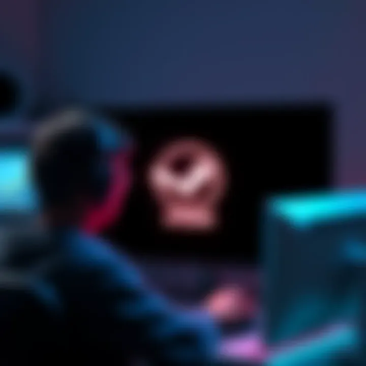 A gamer frustrated with a black screen and a loading symbol on their computer while trying to log into Steam.