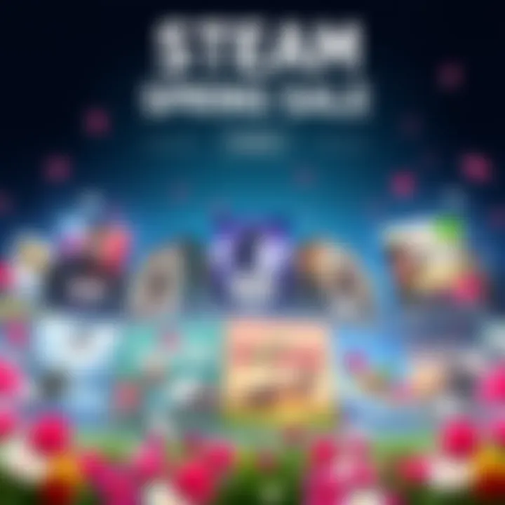 Various game covers featuring popular titles on sale during the Steam Spring Sale