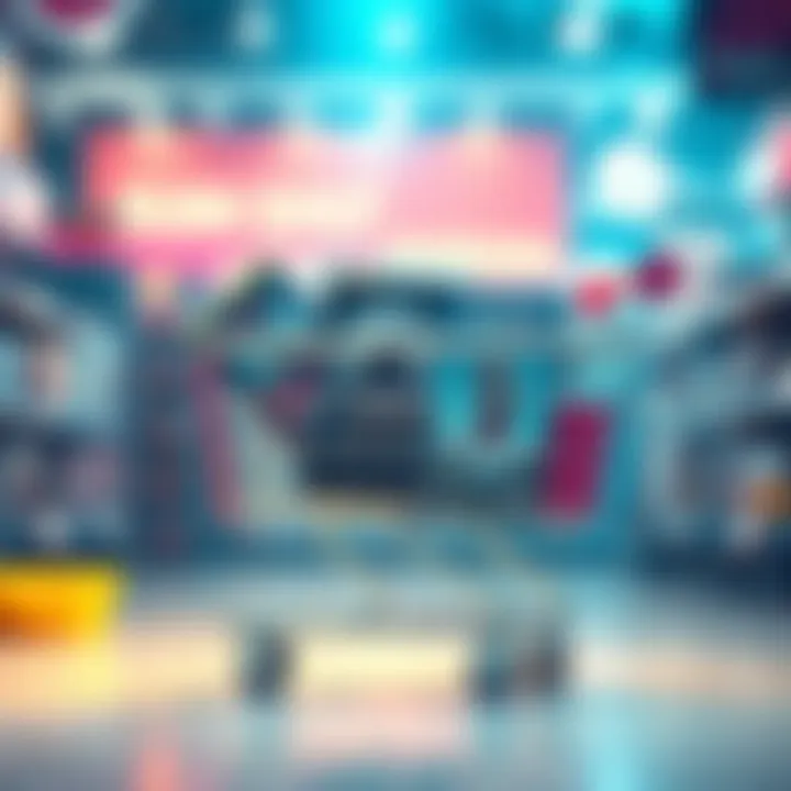 A digital shopping cart filled with video game titles like Beyond: Two Souls, Black Mesa, and Assassin’s Creed II, surrounded by a budget-friendly theme