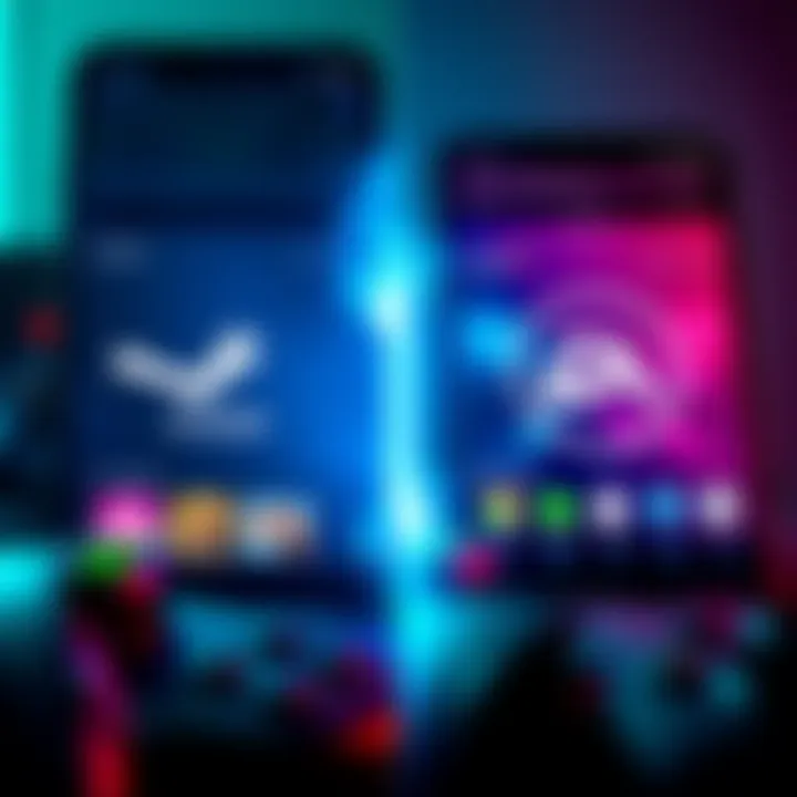 A side-by-side view of the Steam and EA App interfaces, highlighting their features for gamers.