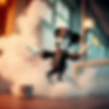 A vintage black and white game scene with a cartoon character resembling a steamboat captain in a lively action pose, set against a nostalgic backdrop with old-fashioned audio elements.