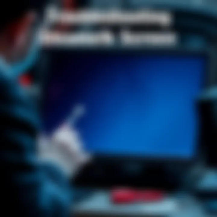 A person troubleshooting a SteamDeck that shows a black screen, holding tools and looking at the device.